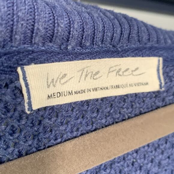 Free People We the Free Oversized V-neck Sweater Blue Size M - Picture 3 of 5